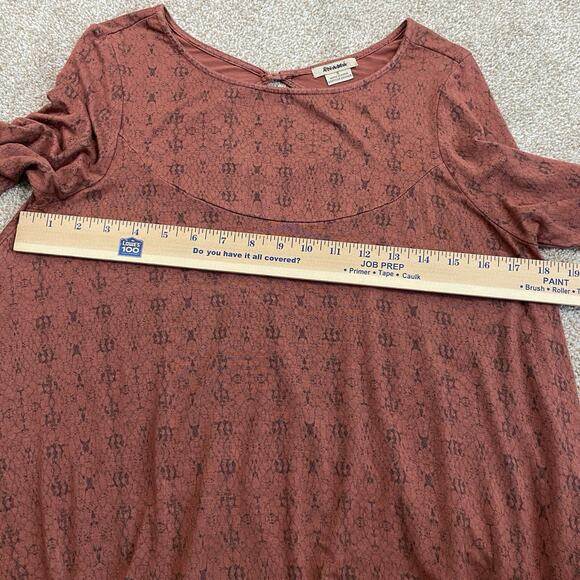 Anama Boho Printed Bell Sleeve Top Keyhole Back Flowy Size S EUC Contemporary - Picture 11 of 12